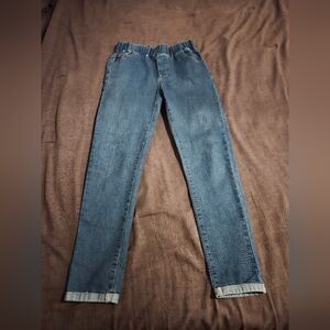 Blue Stretch Denim Jeans with Elastic Waist | Cotton Blend Pull-On Pants